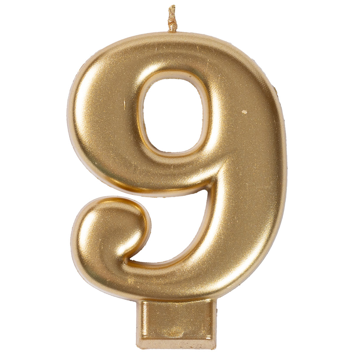 Свеча -цифра "9" Золотая 8см/V
