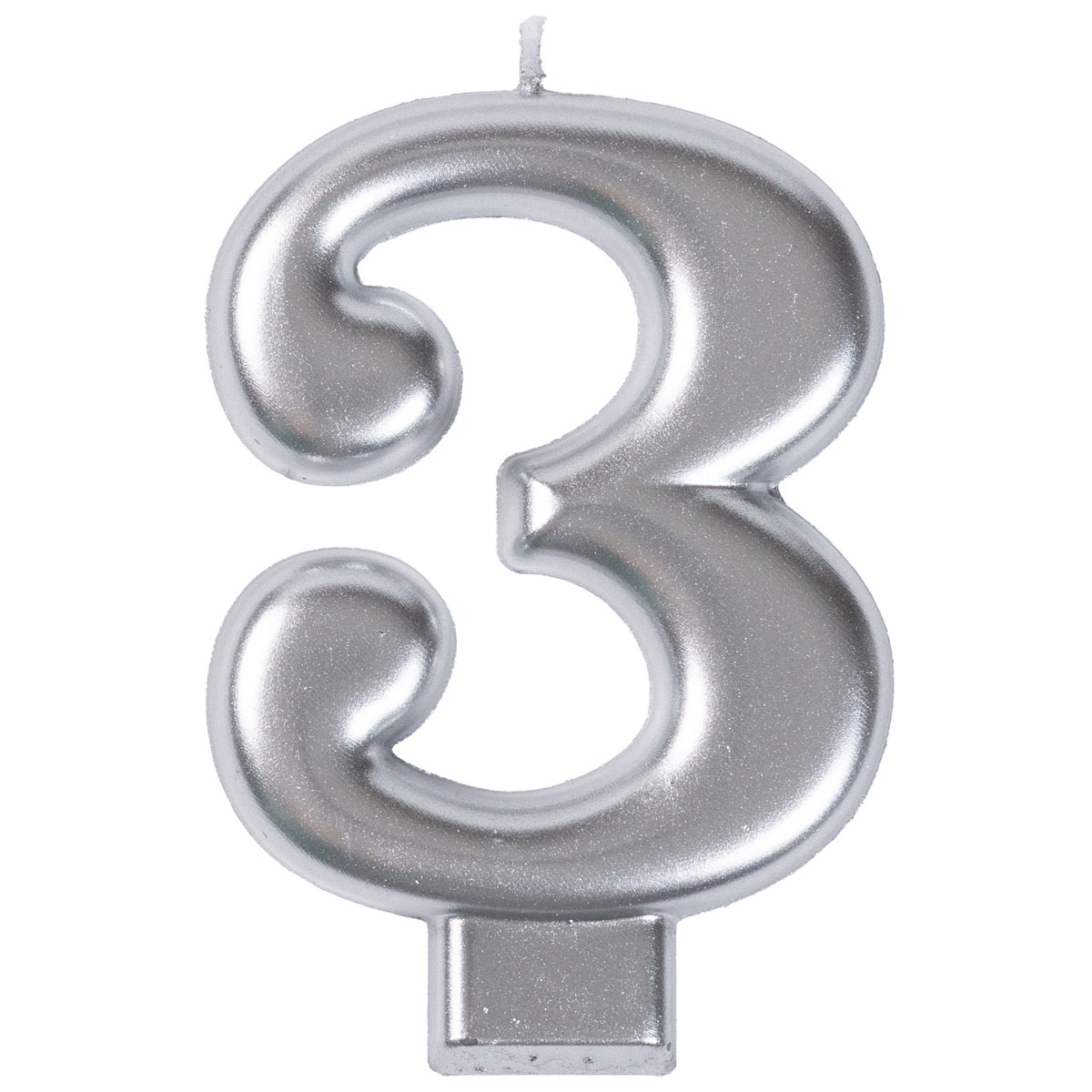 Свеча -цифра "3" Серебряная 8см/V