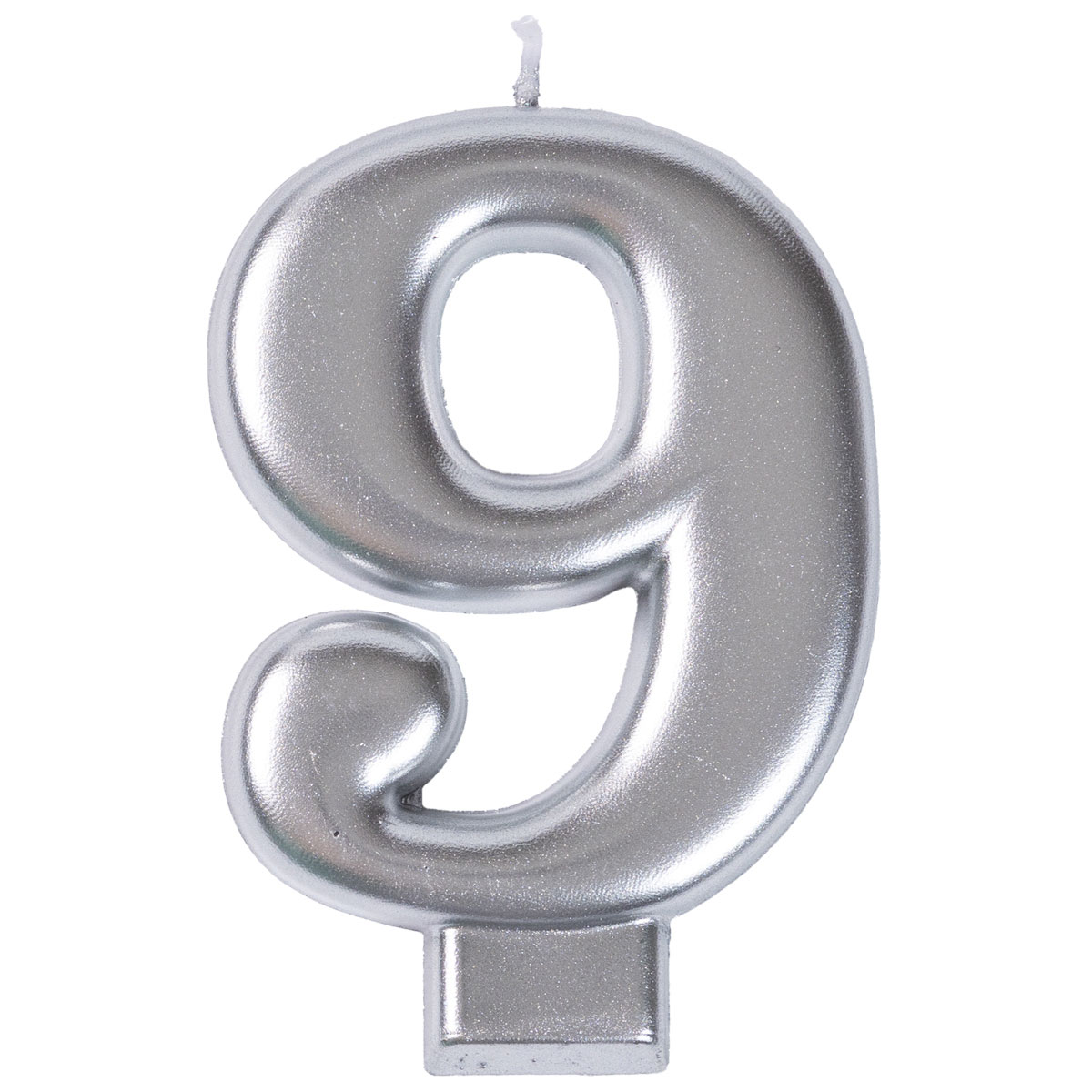 Свеча -цифра "9" Серебряная 8см/V