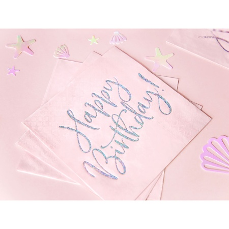 Салфетка Happy B'day! розовая 33см20штPD