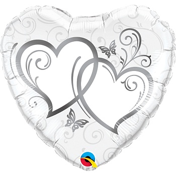 П 18" Сердца переплетенные Silver