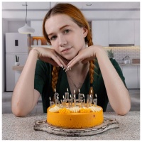 Свечи на пиках С ДНЕМ РОЖД серебро/V