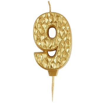 Свеча -цифра "9" Айсберг золото 5см