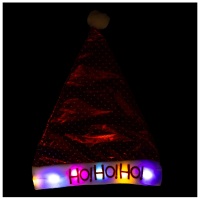 Колпак Санты светящ HO!HO!HO! текстиль/G