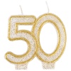Свеча -цифра "50" Золотая блеск 7см/G