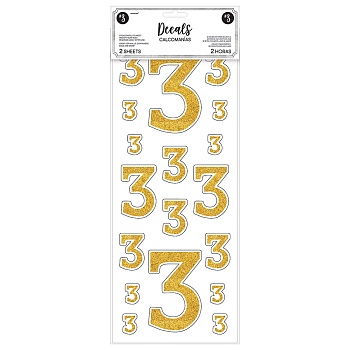 Наклейка "3" Gold блеск 2 листа/A