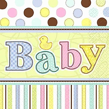 Салфетка Welcome Baby горох 25см 16шт/А