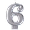 Свеча -цифра "6" Серебряная 8см/V