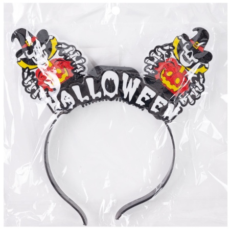 Ободок светящ Halloween Скелет в шляпе/G