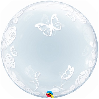 П BUBBLE DECO 24" Розы изящные и бабочки