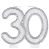 Свеча -цифра "30" Серебряная блеск 7см/G