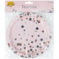 Тарелка Конфетти Party розовая 17см 6штG