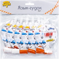 Язык-гудок с карточкой  Машинки 6 шт/G