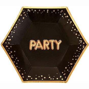 Тарелка Гламур Black&Gold PARTY 20см8штN
