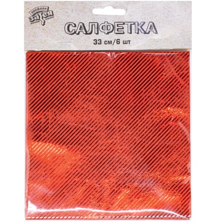 Салфетка фольг красная 33см 6шт/G