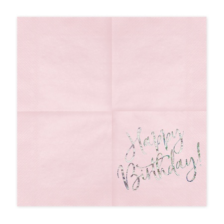 Салфетка Happy B'day! розовая 33см20штPD