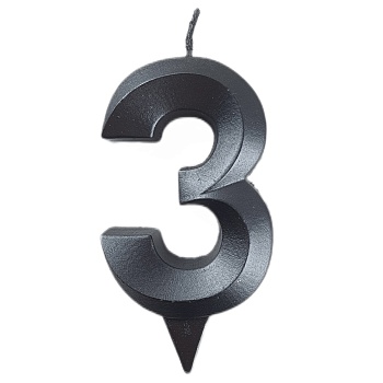 Свеча -цифра "3" Грань черный жемчуг 7см
