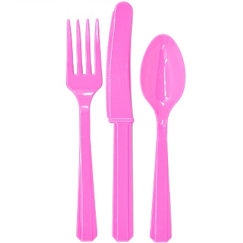 Столовые приборы пласт Bright Pink 24штA