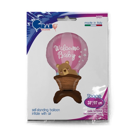 Г ФИГУРА AIR Мишка на возд шаре розовом