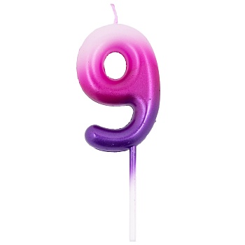 Свеча -цифра "9" Омбре розов/фиолет 6смG