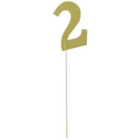Топпер Цифра 2 золото блеск 27см/G