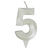 Свеча -цифра "5" Грань белый жемчуг 7см