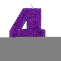 Свеча -цифра "4" Глиттер 8см/A