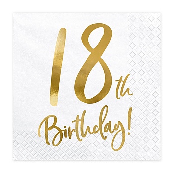 Салфетка 18th Birthday белая 33см20шт/PD
